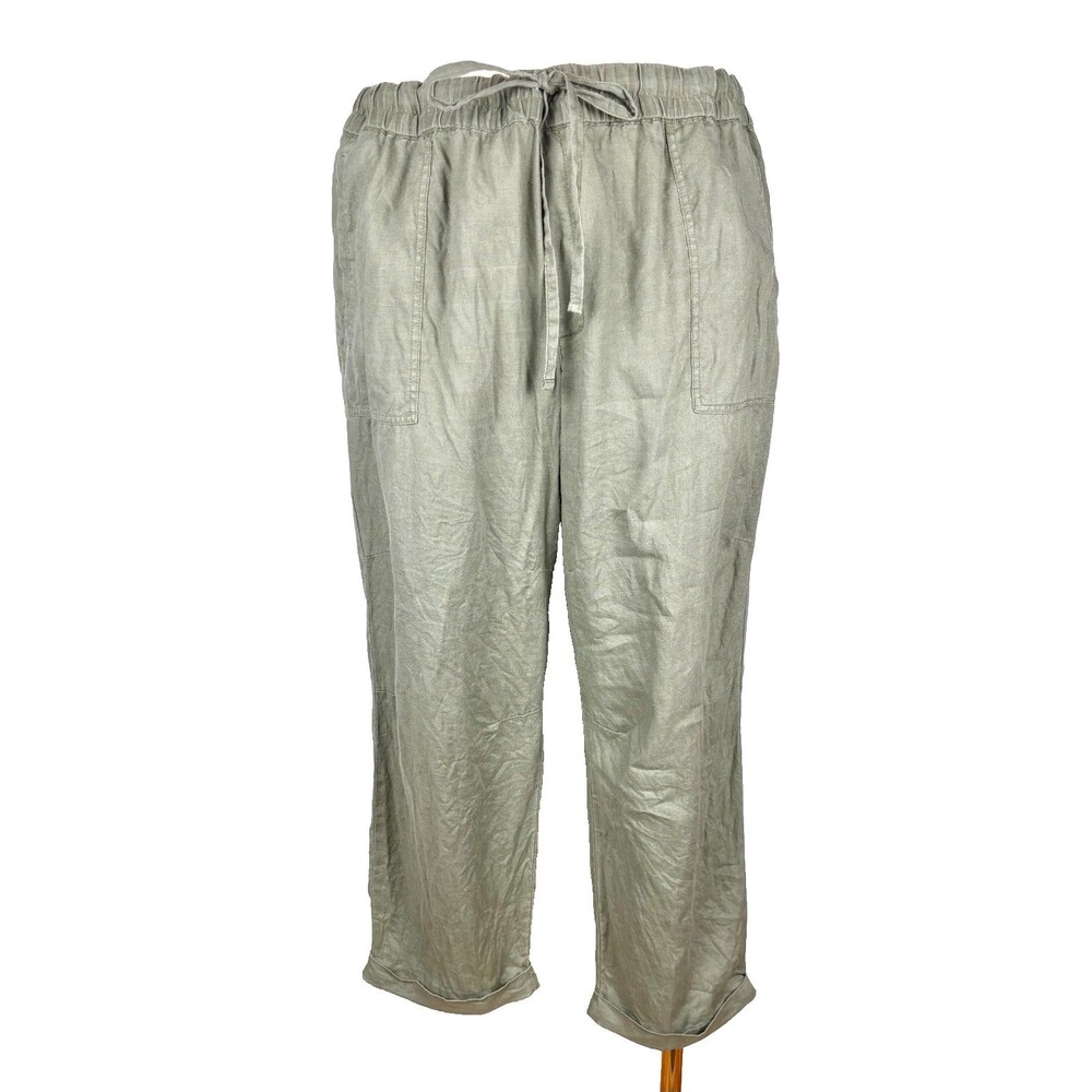Women’s Plus Size 2X Linen Green Casual Coastal Lord & Taylor Pants